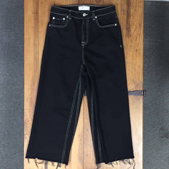 black women's jeans with white stitching